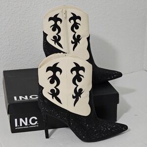 I.n.c International Concepts Women's Indigo Embellished Cowboy Booties Size 10.5